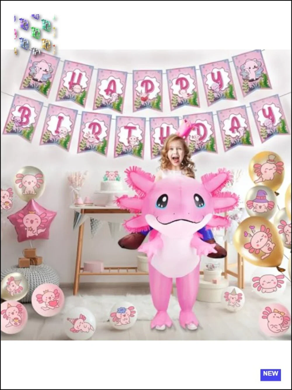 Kids Inflatable Axolotl Costume Ride On Blow Up Halloween Cosplay Party